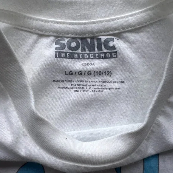 Youth Boys' Sonic the Hedgehog T-Shirt - Size Large (10/12) - Like New - Picture 4 of 5